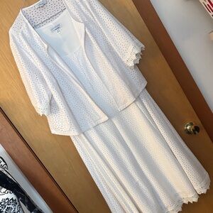 Signature by Robbie Bee White Eyelet Midi Dress with Jacket Sz 1X